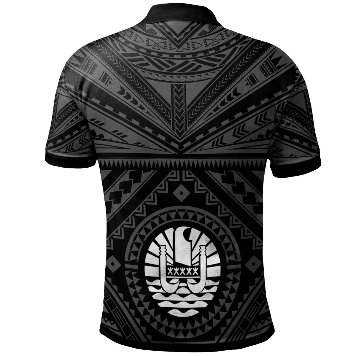 Tahiti Custom Polo Shirt Tahitian Seal In Polynesian Tattoo Style (Black) - Polynesian Pride