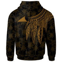 Tokelau Polynesian Custom Zip up Hoodie Polynesian Wings (Golden) - Polynesian Pride