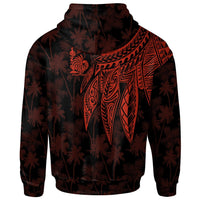 New Caledonia Custom Hoodie Polynesian Wings Red - Polynesian Pride