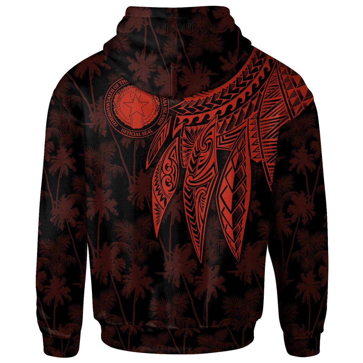 Northern Mariana Islands Hoodie Polynesian Wings Red - Polynesian Pride