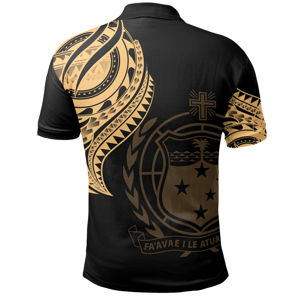 Samoa Custom Polo Shirt Samoan Tatau Gold Patterns - Polynesian Pride