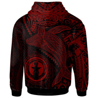 Northern Mariana Islands Zip up Hoodie Humpback Whale & Coat of Arms Red - Polynesian Pride