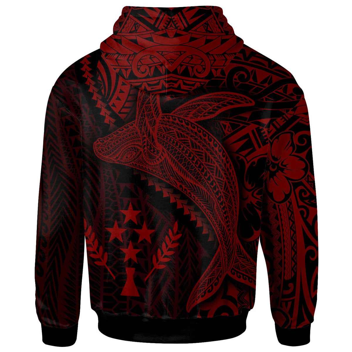 Kosrae Hoodie Humpback Whale & Coat of Arms Red - Polynesian Pride