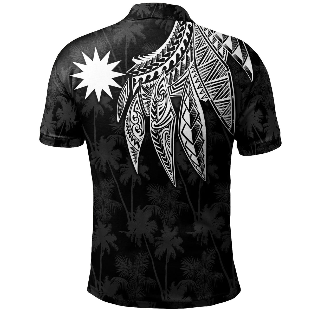 Nauru Custom Polo Polynesian Wings (White) - Polynesian Pride