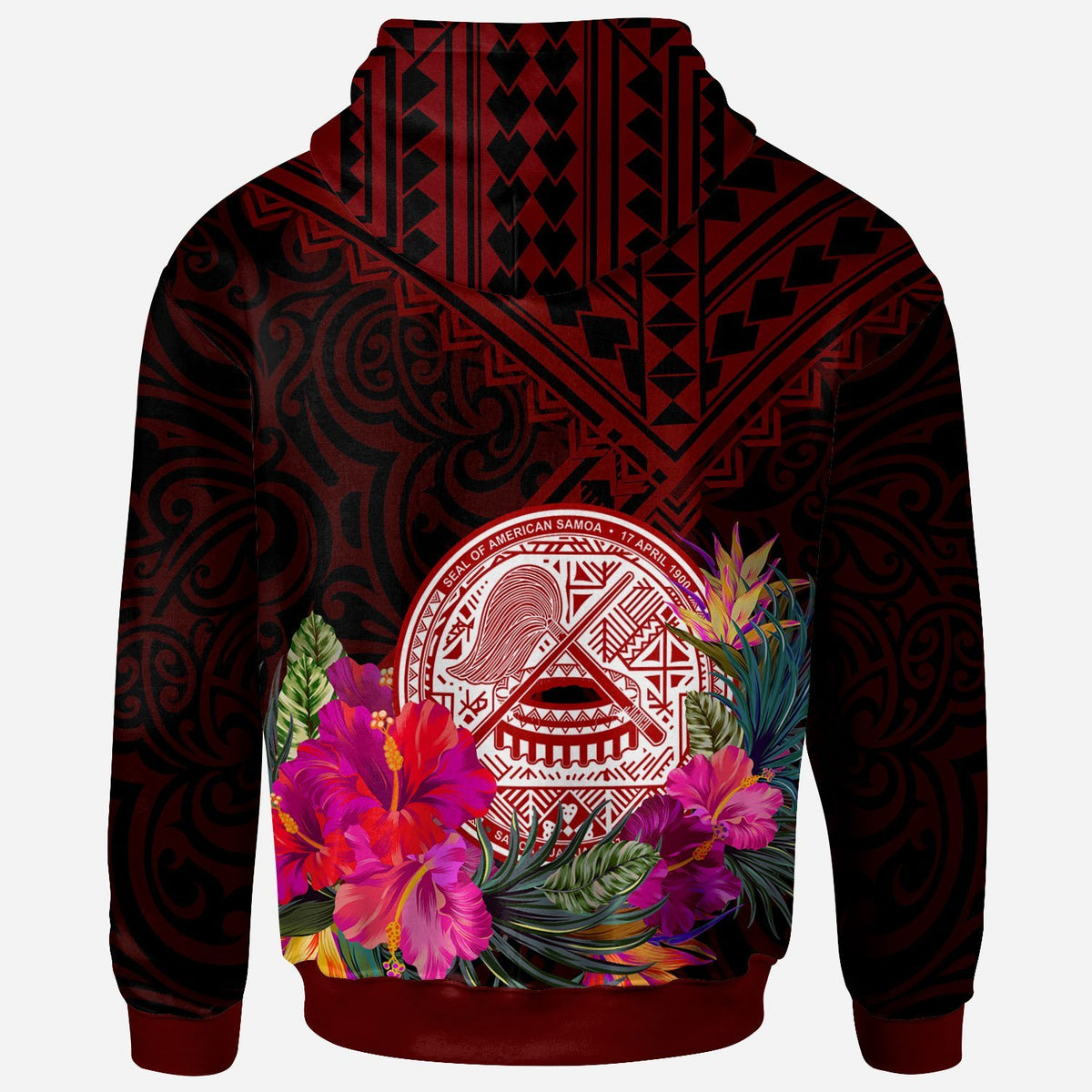 American Samoa Custom Hoodie Coat of Arm With Polynesian Patterns - Polynesian Pride