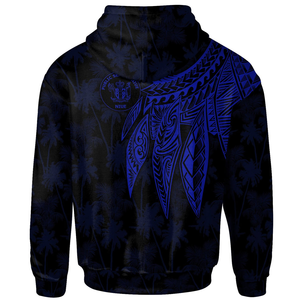 Niue Custom Zip up Hoodie Polynesian Wings (Blue) - Polynesian Pride