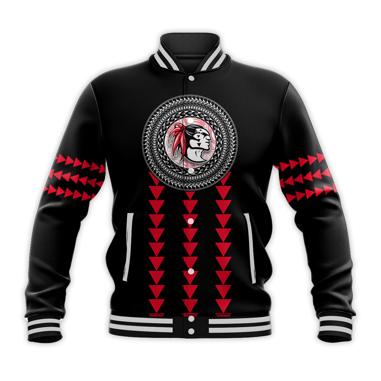 Red Raiders Baseball Jacket Kahuku School LT13 Unisex Black - Polynesian Pride