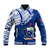 Samoa Siapo Baseball Jacket Sporty Mix Barkcloth Panel LT13 Unisex Blue - Polynesian Pride