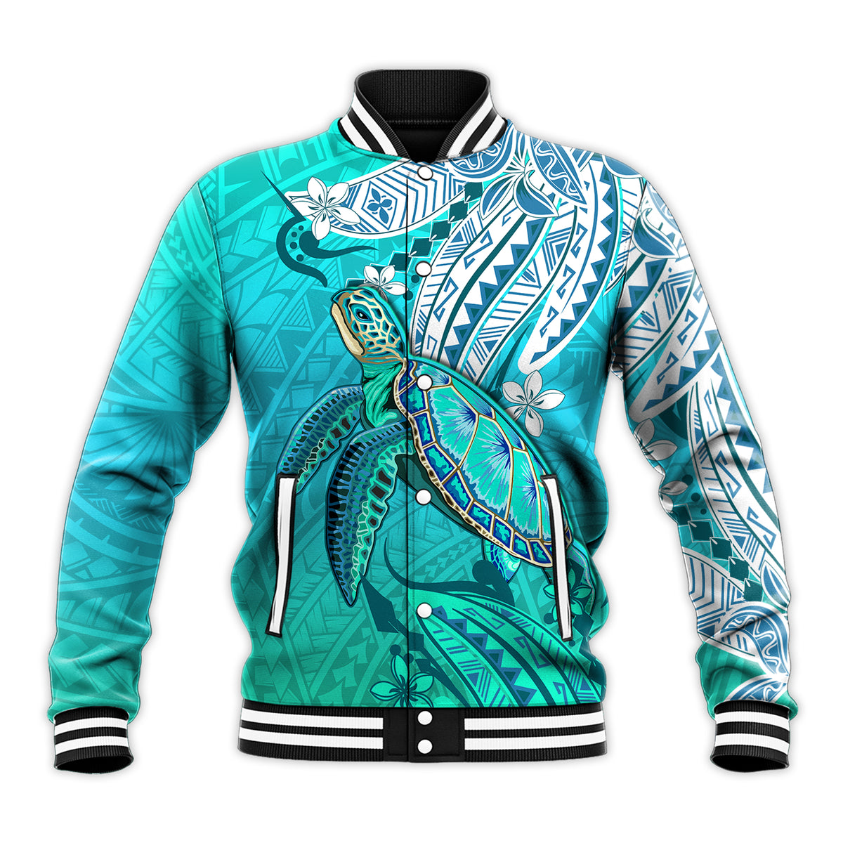(Custom Personalised) Hawaiian Islands Baseball Jacket Turtle Mix Hawaii Polynesian LT13 - Polynesian Pride