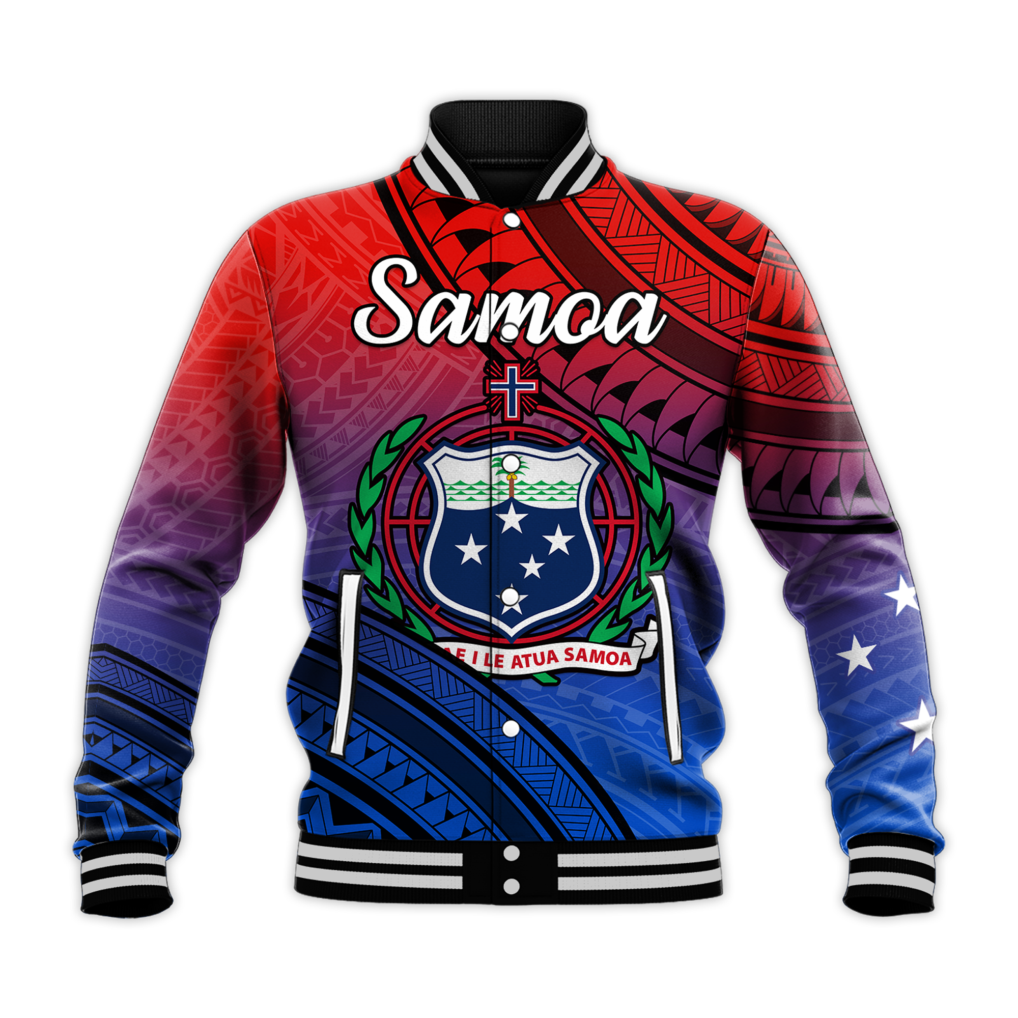 Samoa Baseball Jacket Style Gradient Sporty Original LT13 Unisex Gradient - Polynesian Pride