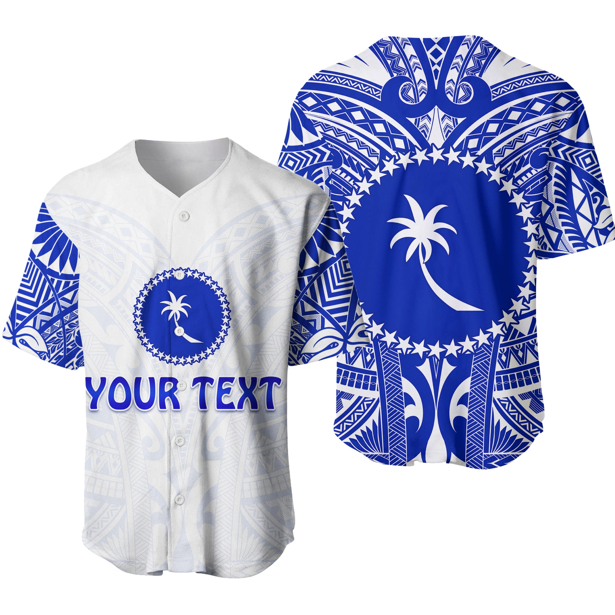 (Custom Personalised) Chuuk Baseball Jersey Micronesia Simple Pattern White LT13 Unisex White - Polynesian Pride