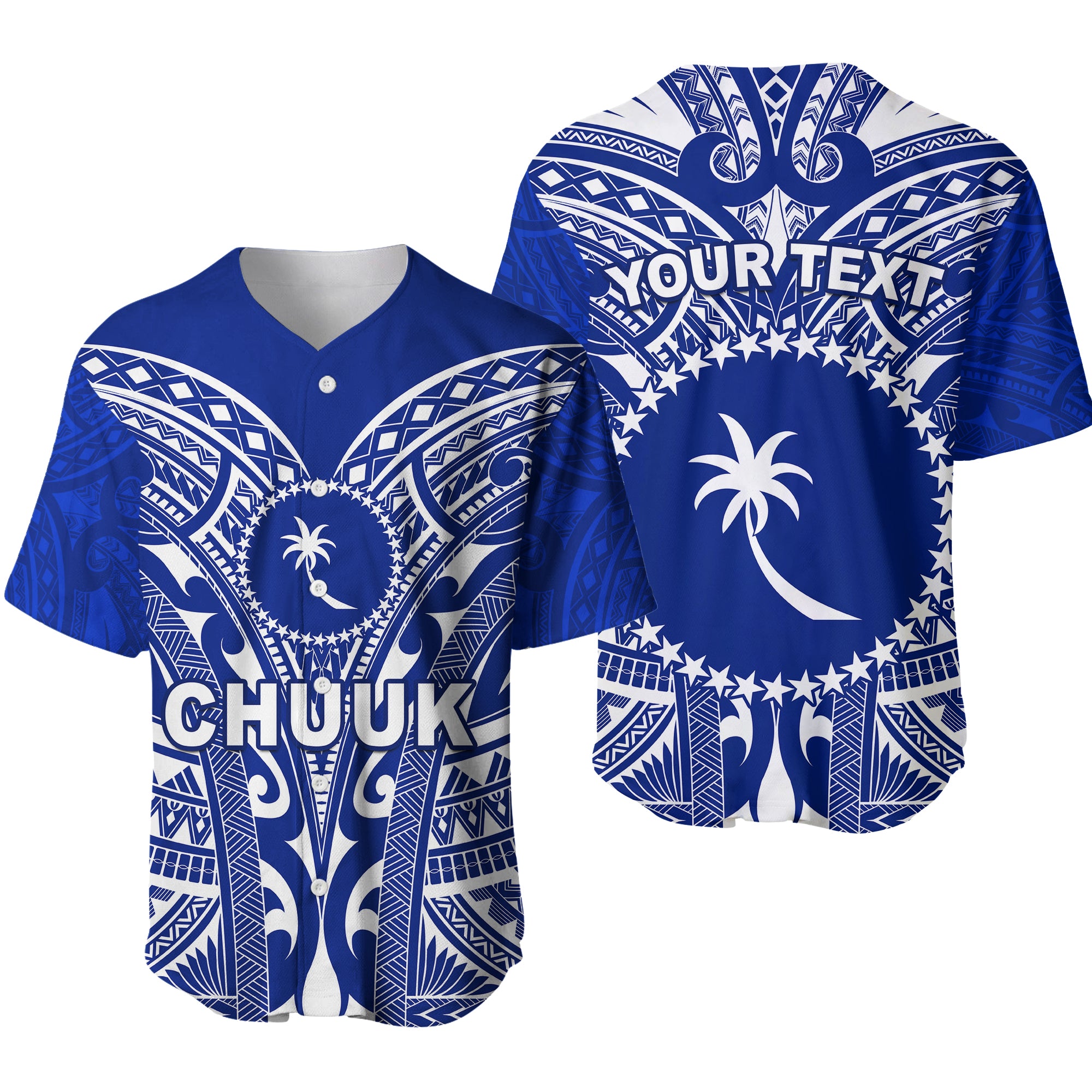 (Custom Personalised) Chuuk Baseball Jersey Micronesia Simple Pattern LT13 Unisex Blue - Polynesian Pride