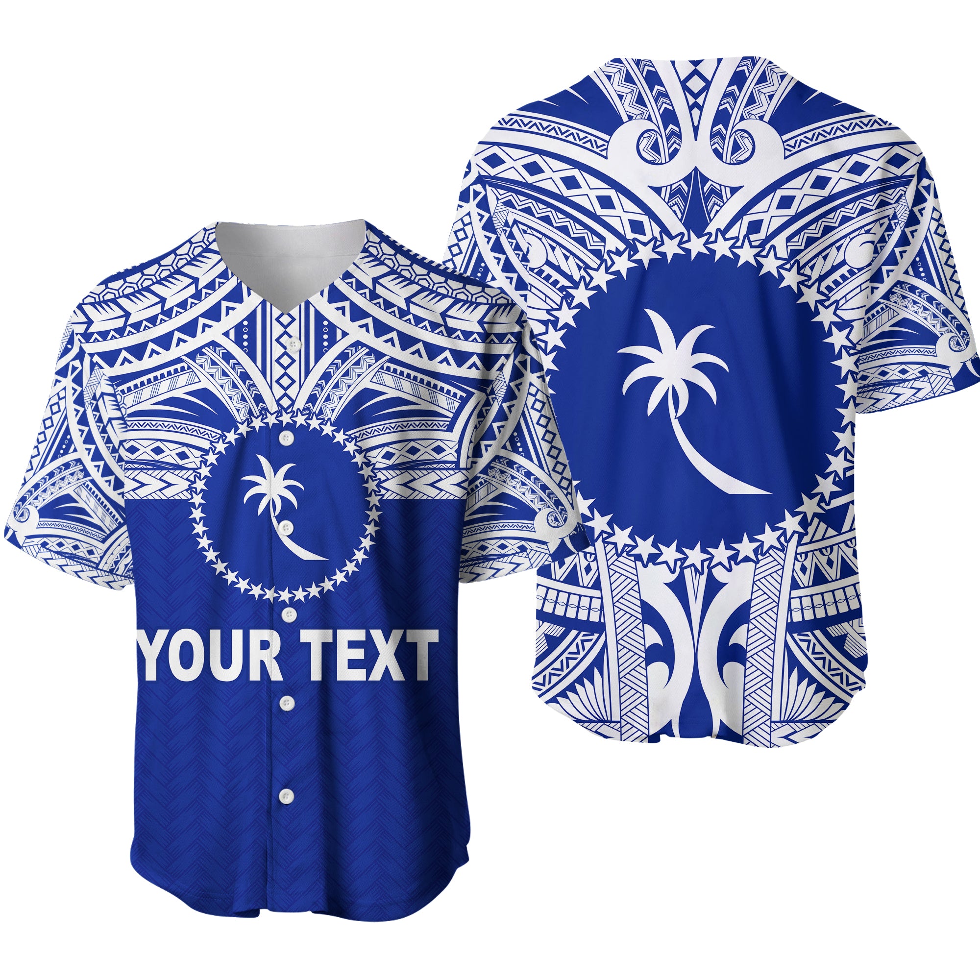 (Custom Personalised) Chuuk Flag Baseball Jersey Micronesia Style Blue LT13 Unisex Blue - Polynesian Pride