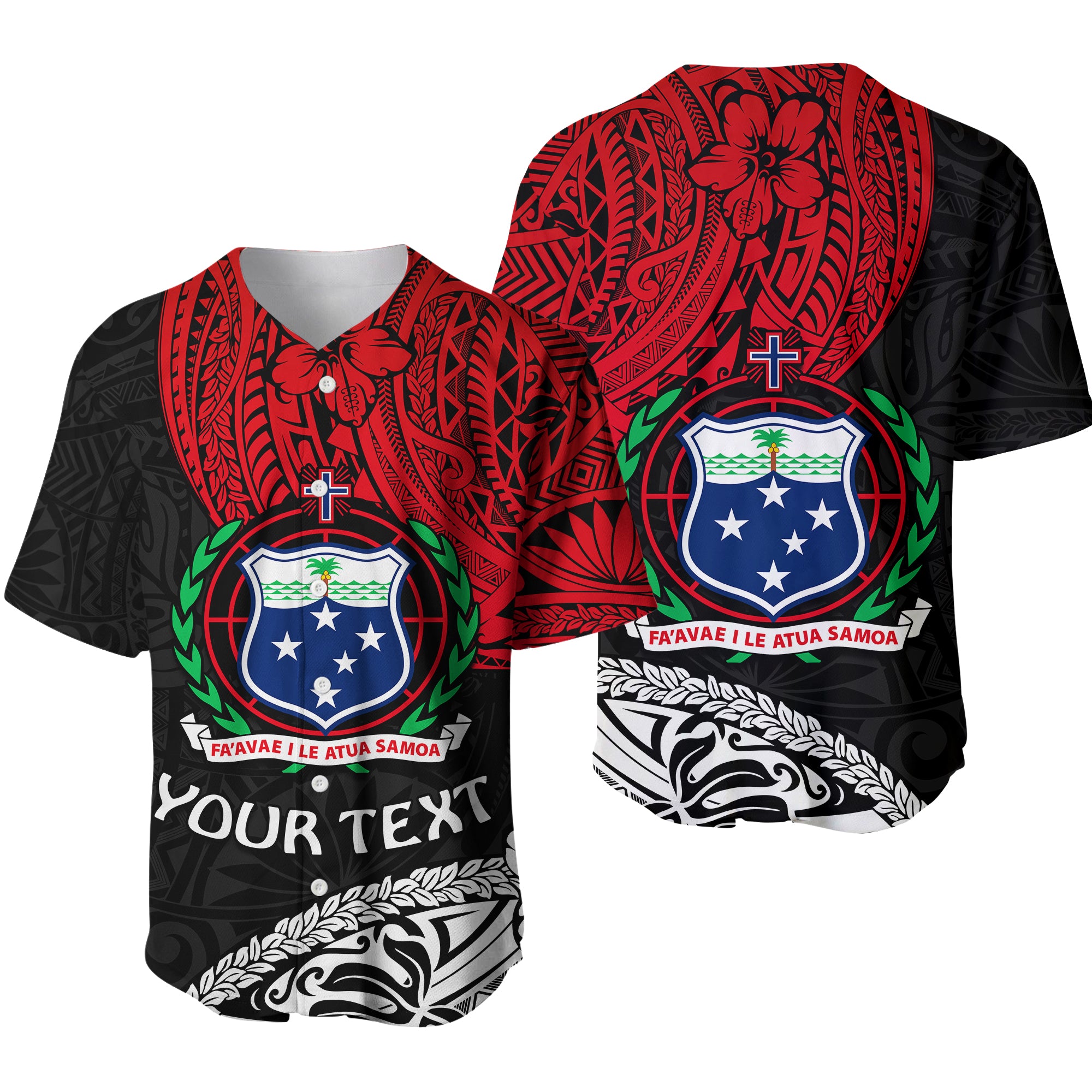 (Custom Personalised) Samoa Baseball Jersey Beloved Samoan Mix Polynesian Pattern LT13 Red - Polynesian Pride