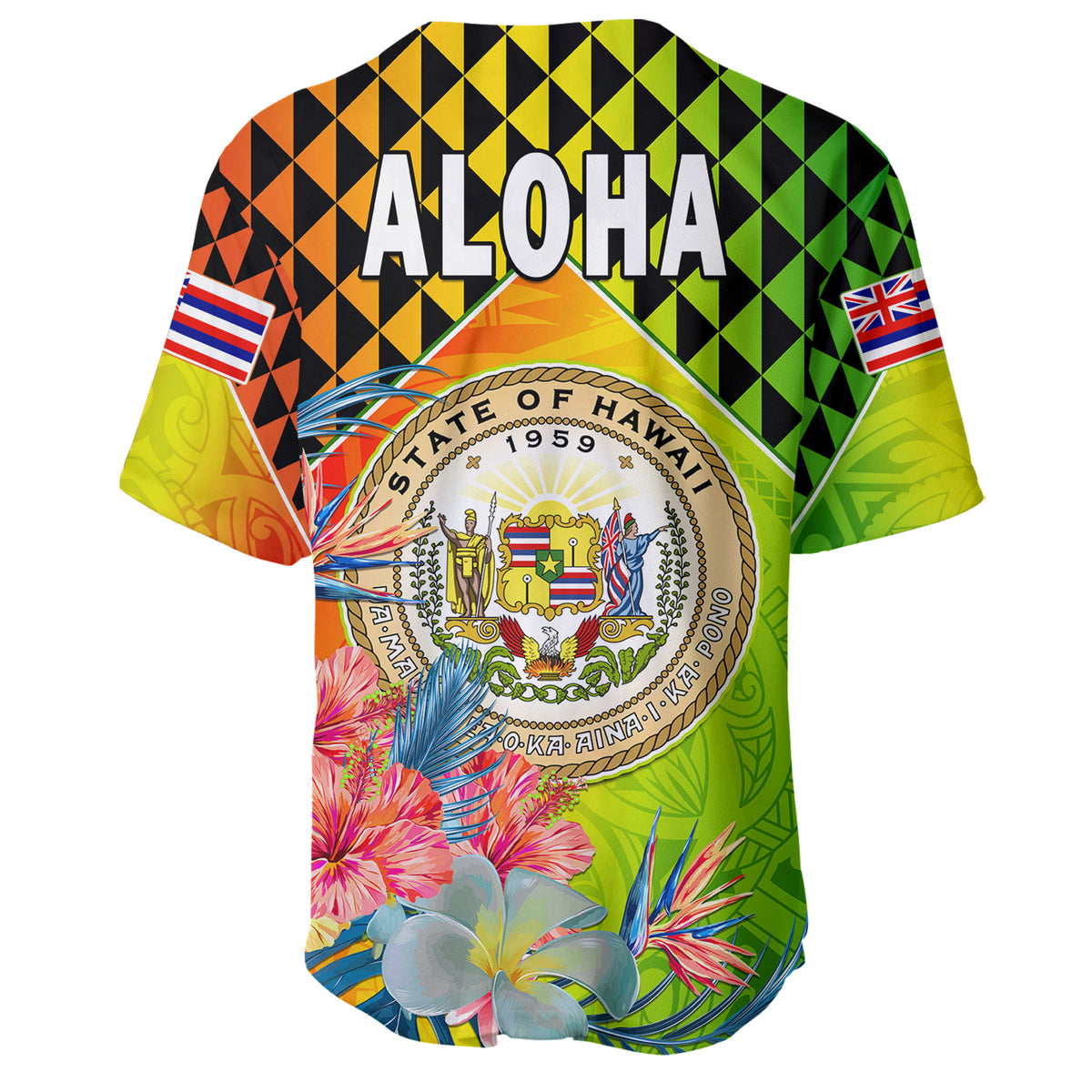 Hawaii Baseball Jersey Hawaiian Tribal Kanaka Maoli Hibiscus LT14 - Polynesian Pride