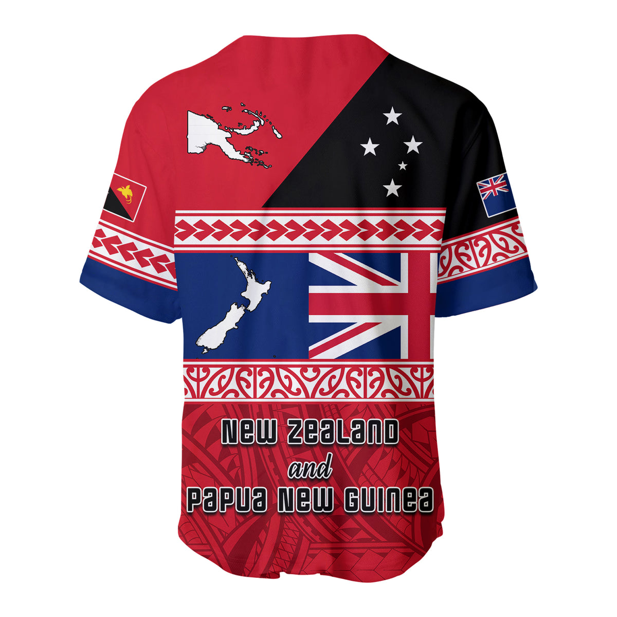 Papua New Guinea and New Zealand Baseball Jersey Polynesian PNG and NZ LT13 - Polynesian Pride