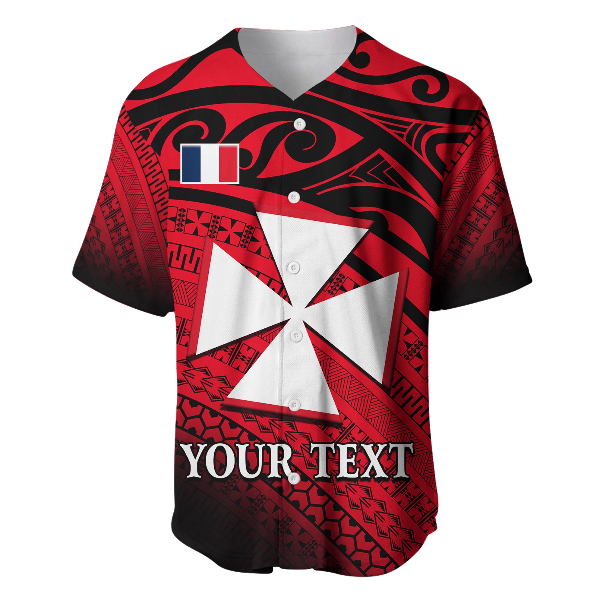 (Custom Personalised) Uvea Chiefdom Wallis et Futuna Baseball Jersey Polynesian Pattern and Flag LT13 Unisex Red - Polynesian Pride