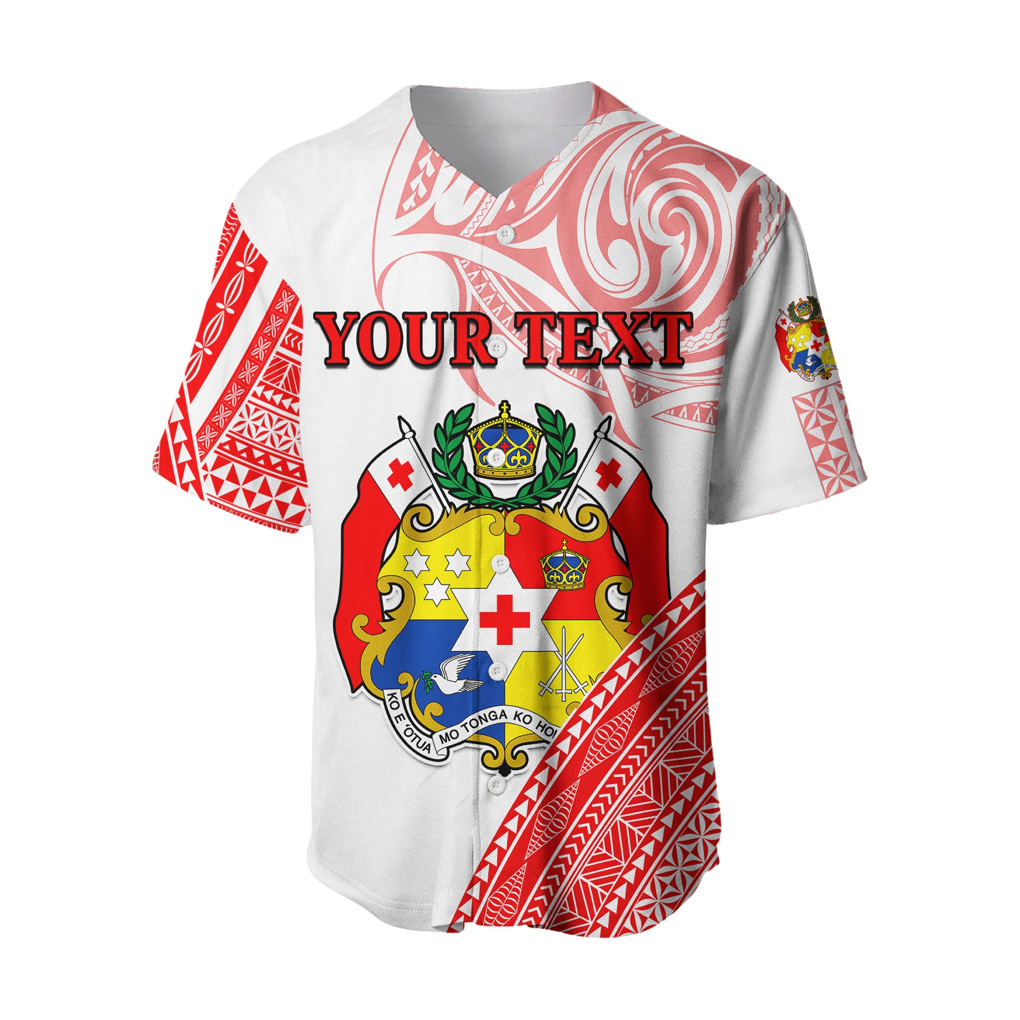 (Custom Personalised) Tonga Baseball Jersey Tongan Pattern Blithesome LT13 Red - Polynesian Pride