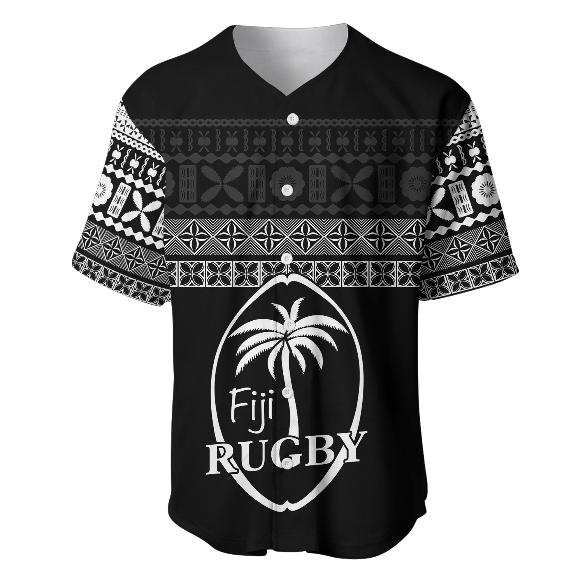 Fiji Rugby Baseball Jersey Lifestyle 2022 Flying Fijians LT13 Unisex Black - Polynesian Pride