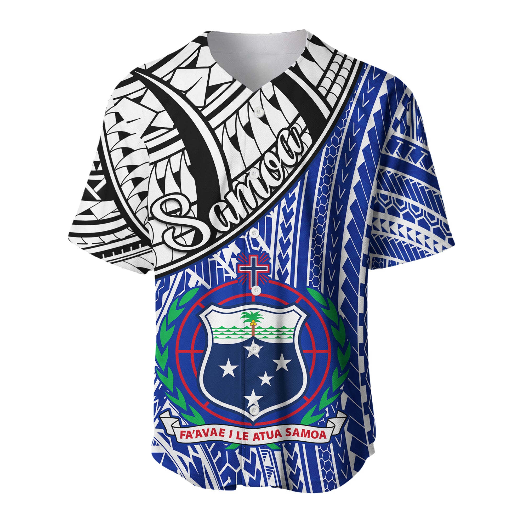 Samoa Baseball Jersey Samoan Pattern Newest LT13 Blue - Polynesian Pride