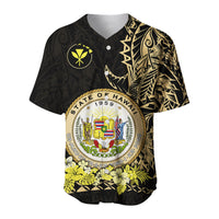 (Custom Personalised) Hawaiian Polynesian Baseball Jersey Gold Seal of Hawaii LT13 - Polynesian Pride