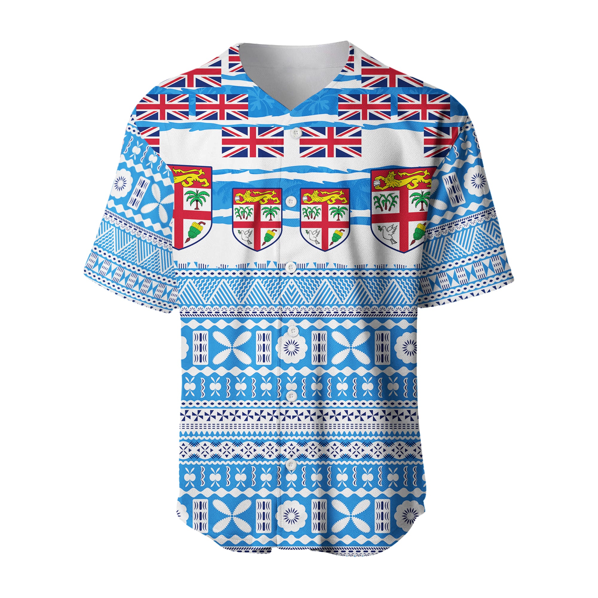 Fiji Polynesian Baseball Jersey Fijian Tropical Flowers LT13 Unisex Blue - Polynesian Pride