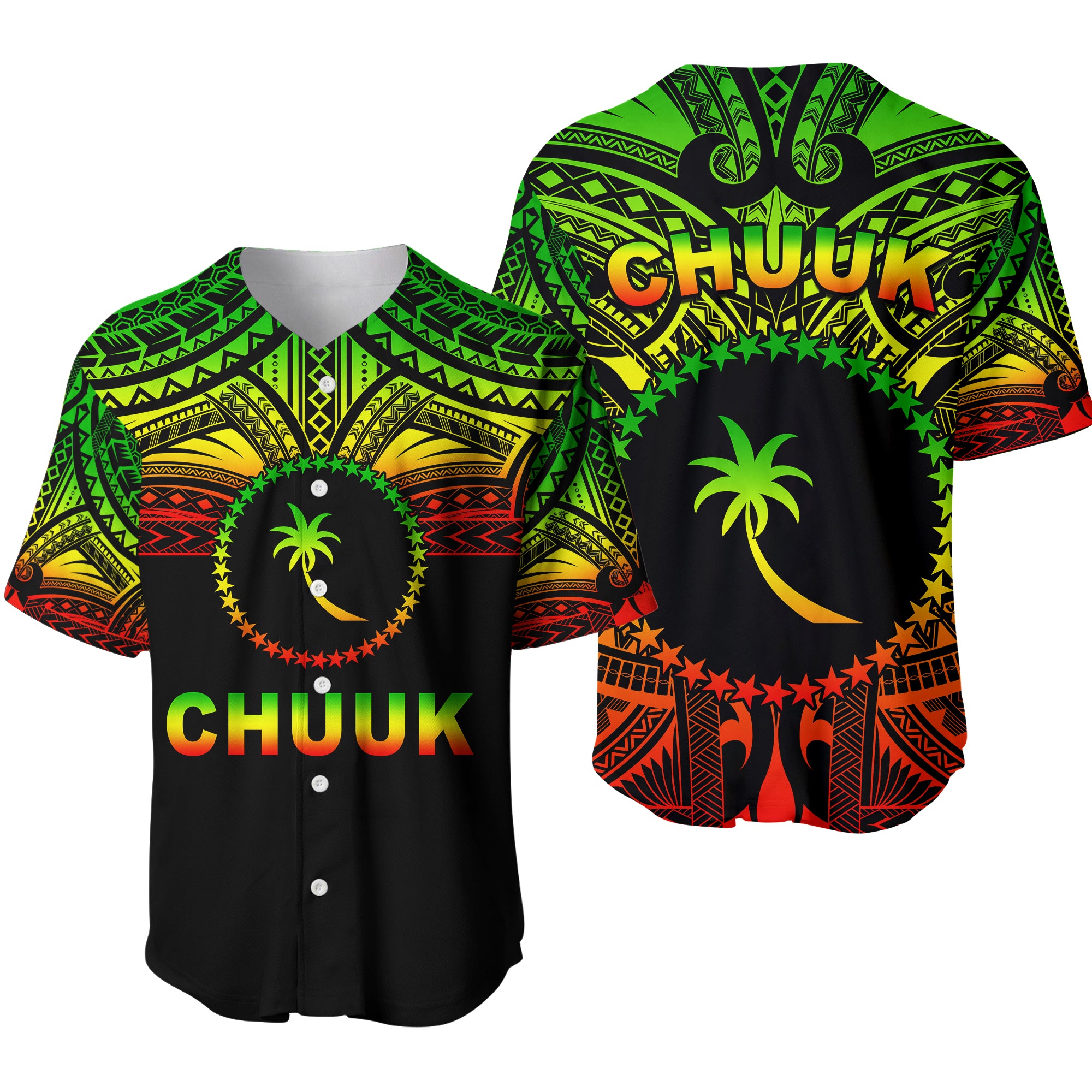 Chuuk Flag Baseball Jersey Micronesia Style Reggae LT13 Unisex Reggae - Polynesian Pride