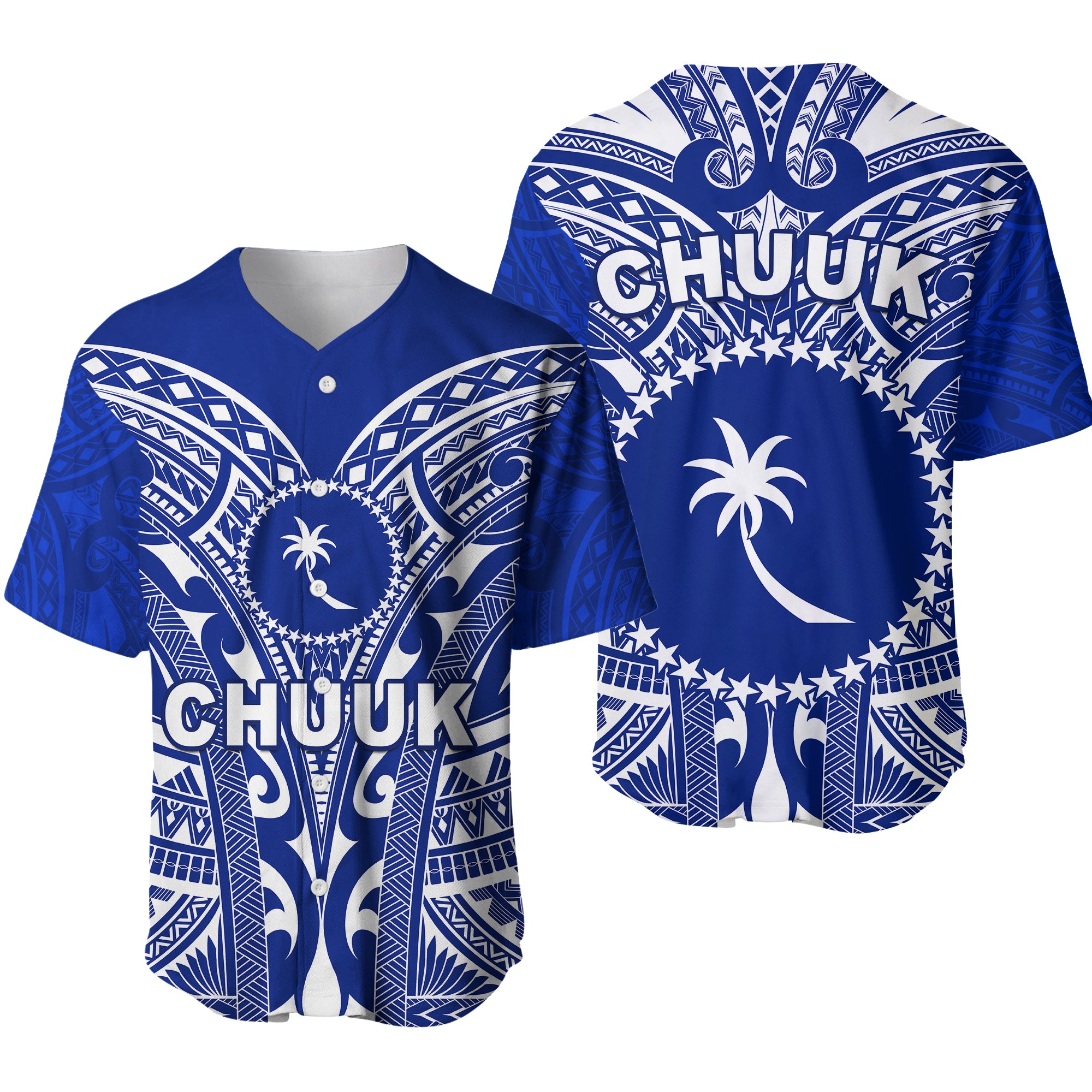 Chuuk Baseball Jersey Micronesia Simple Pattern LT13 Unisex Blue - Polynesian Pride