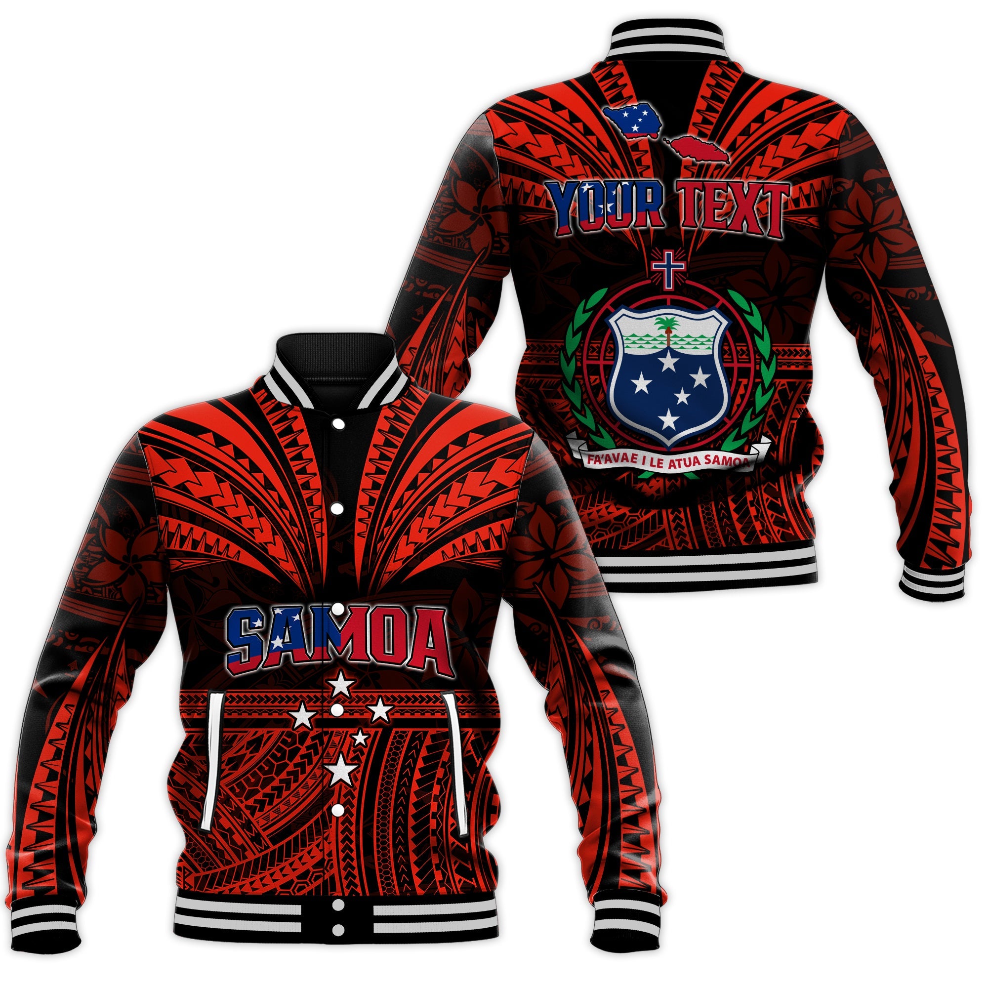 (Custom Personalised) Samoa Tatau Baseall Jacket Red Polynesian Proud Samoan LT13 Unisex Red - Polynesian Pride