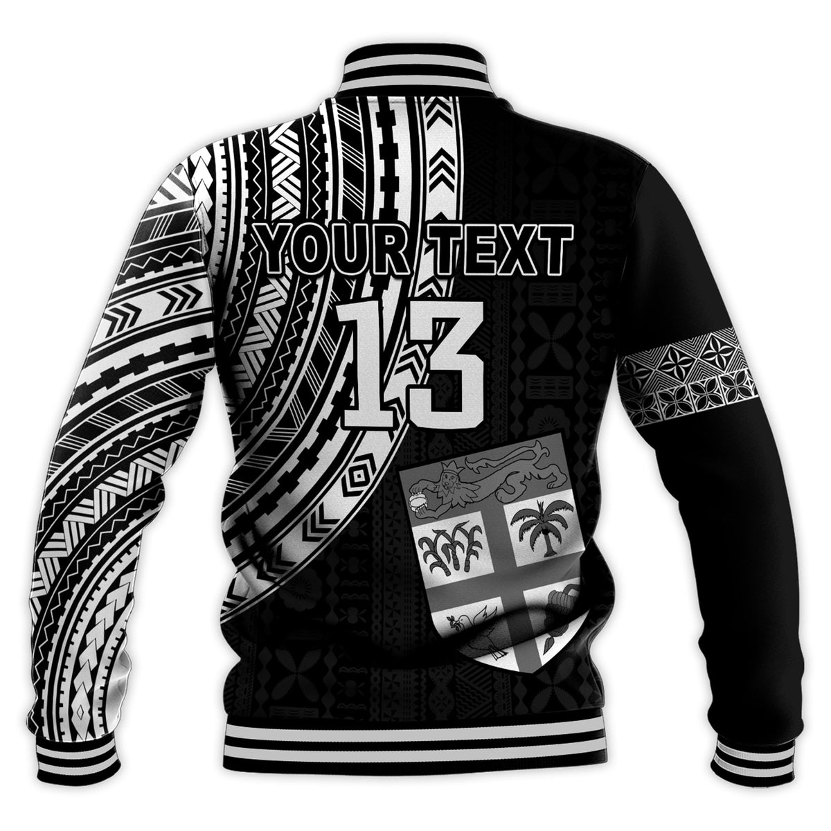 (Custom Text and Number) Fiji Rugby Sevens Baseball Jacket Fijian 7s Tapa Polynesian LT13 - Polynesian Pride