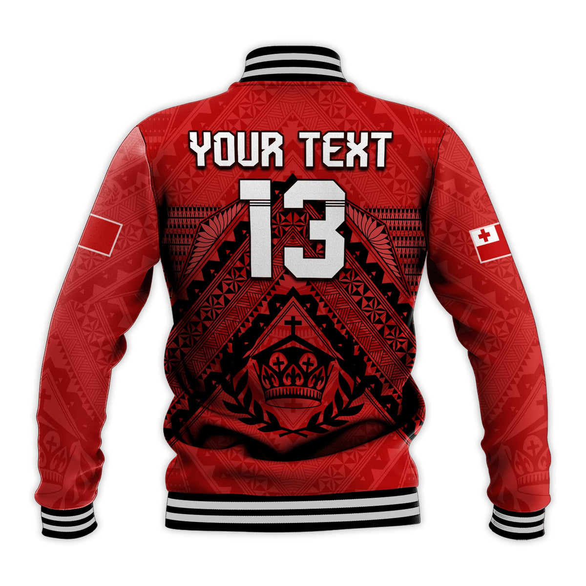 (Custom Text and Number) Tonga Rugby MMT Baseball Jacket Ngatu Mate Maa Tonga Simple LT13 - Polynesian Pride