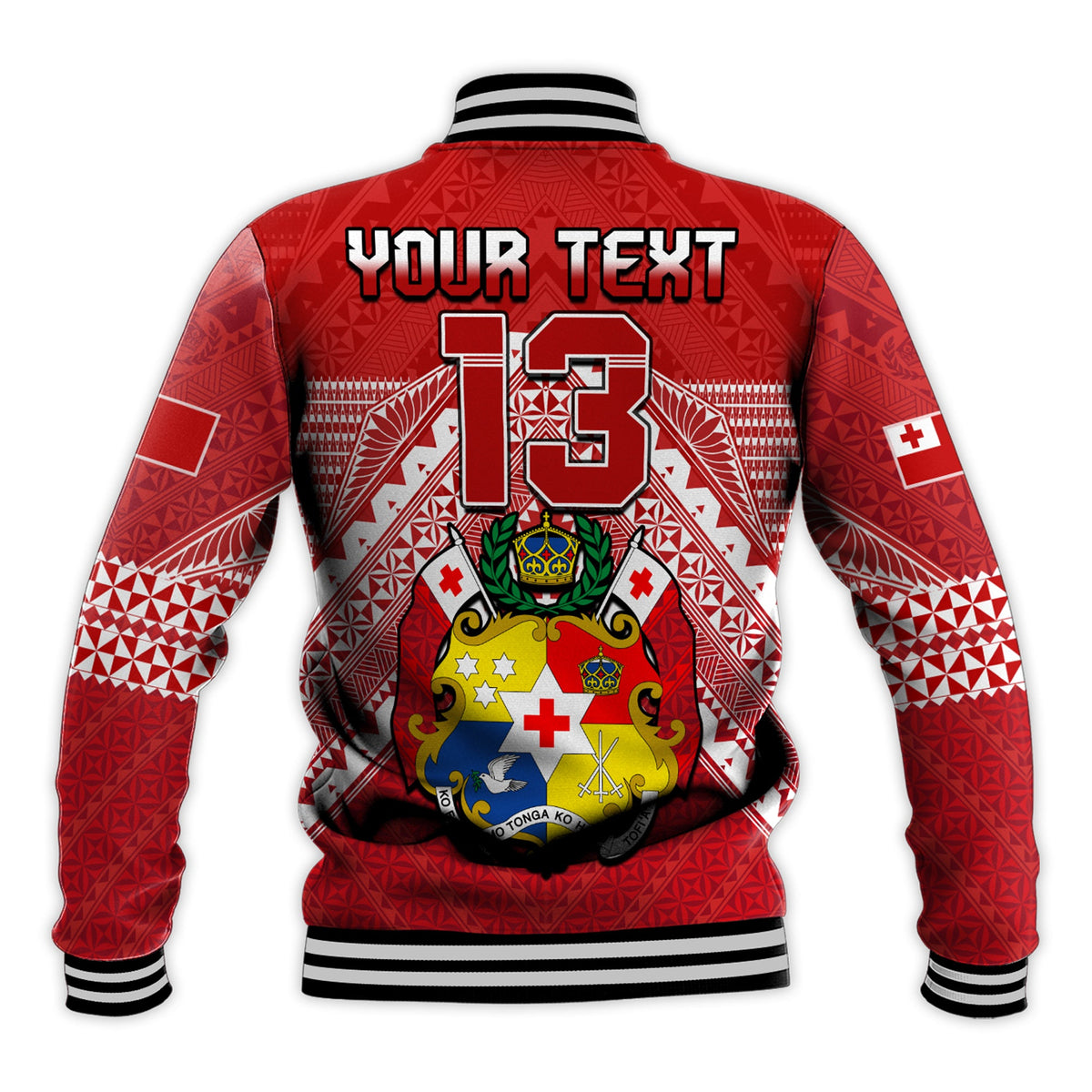 (Custom Text and Number) Tonga Rugby MMT Baseball Jacket Ngatu Mate Maa Tonga Special LT13 - Polynesian Pride