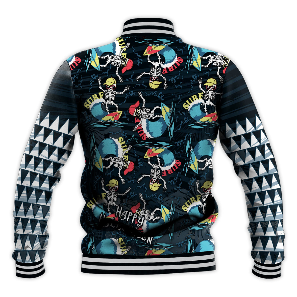 Hawaii Skeleton Surf Baseball Jacket Halloween Hawaiian Tribal LT13 - Polynesian Pride