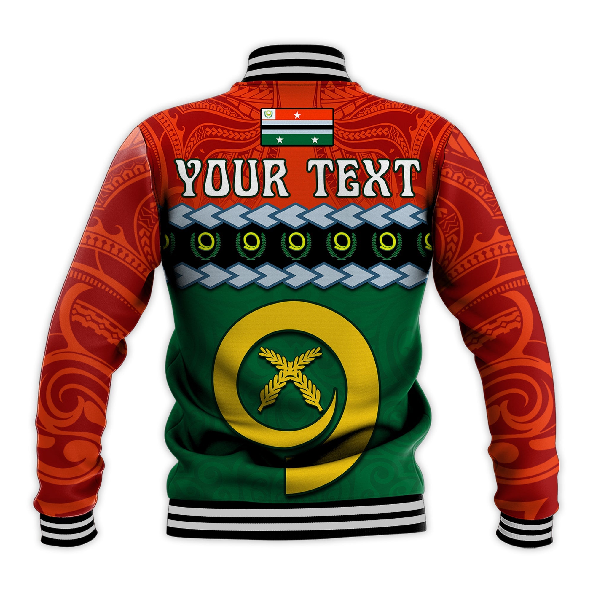 (Custom Personalised) Penama Province Baseball Jacket Vanuatu Pig Tusk Polynesian Flag Style LT14 Unisex Green - Polynesian Pride