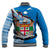 Fiji Baseball Jacket Fijian Drua Mix Tagimaucia Flower Blue Style LT14 - Polynesian Pride