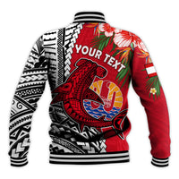 (Custom Personalised) Tahiti Islands Baseball Jacket Polynesian Shark Mix Tropical Flowers LT14 - Polynesian Pride