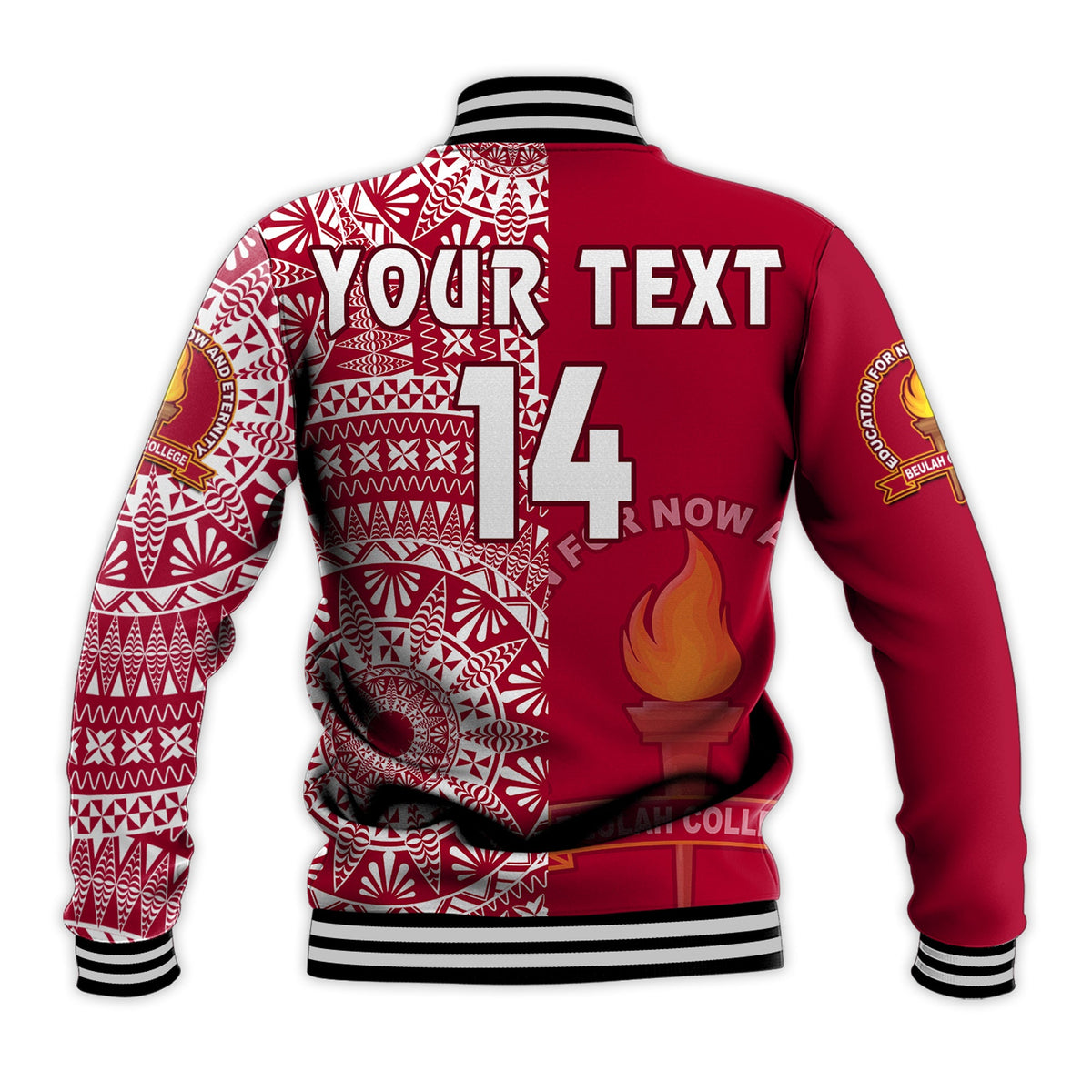 (Custom Text And Number) Beulah Tonga College Baseball Jacket Class Of Year Tongan Ngatu Pattern LT14 - Polynesian Pride