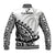 Fiji Rugby Baseball Jacket Fijian Cibi Dance Tapa Pattern White LT14 - Polynesian Pride