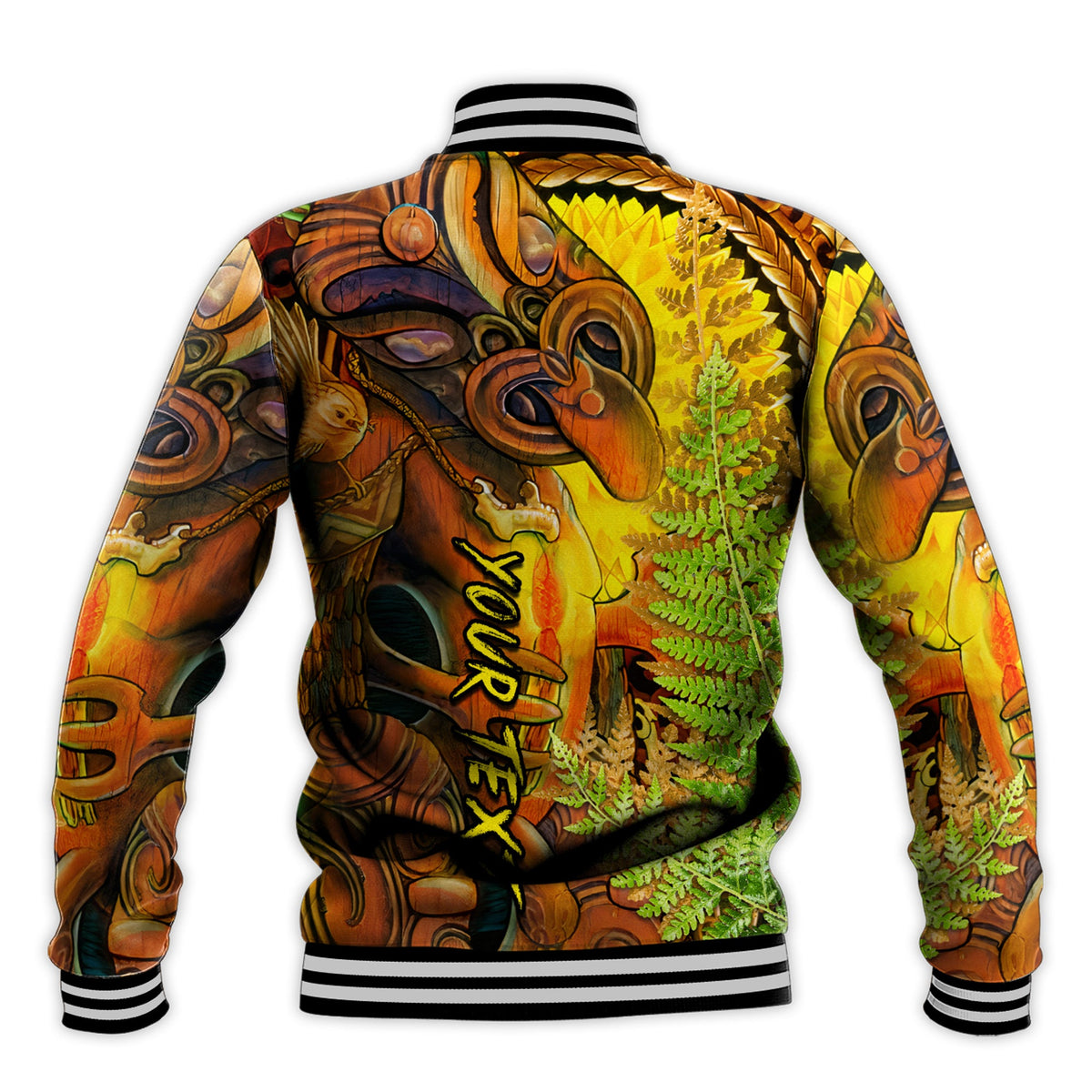 (Custom Personalised) Hei Tiki Maori Baseball Jacket Fern Aotearoa Ta Moko Sun LT13 - Polynesian Pride