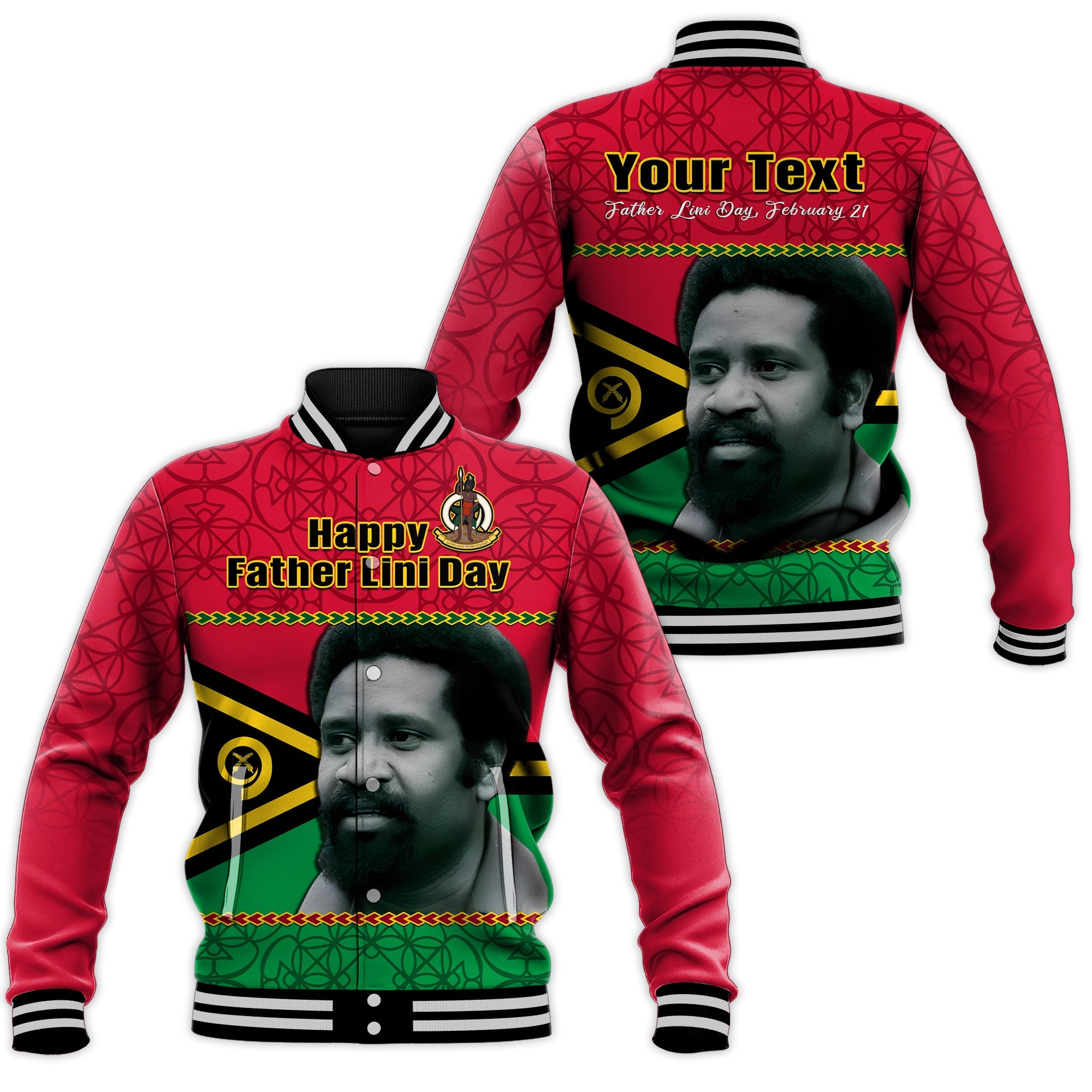 (Custom Personalised) Vanuatu Baseball Jacket Vanuatuan Flag Sand Drawing Happy Father Lini Day LT14 Unisex Red - Polynesian Pride