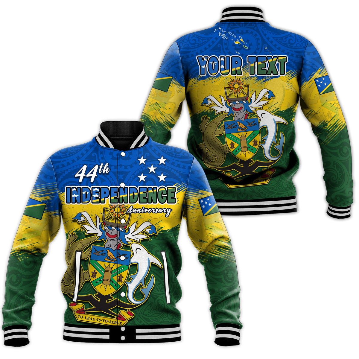 (Custom Personalised) Solomon Islands Baseball Jacket Happy 44th Independence Anniversary Polynesian Pattern LT14 Unisex Blue - Polynesian Pride