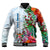 (Custom Personalised) Fiji Baseball Jacket Proud Fijian Tapa mix Tagimoucia Flowers LT13 Unisex White - Polynesian Pride