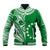 (Custom Text and Number) Cook Islands Tatau Baseball Jacket Symbolize Passion Stars Version Green LT13 - Polynesian Pride