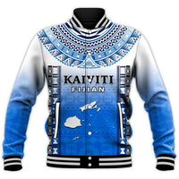 Fiji Baseball Jacket Kaiviti Fijian Special Tapa Pattern LT14 Unisex Blue - Polynesian Pride