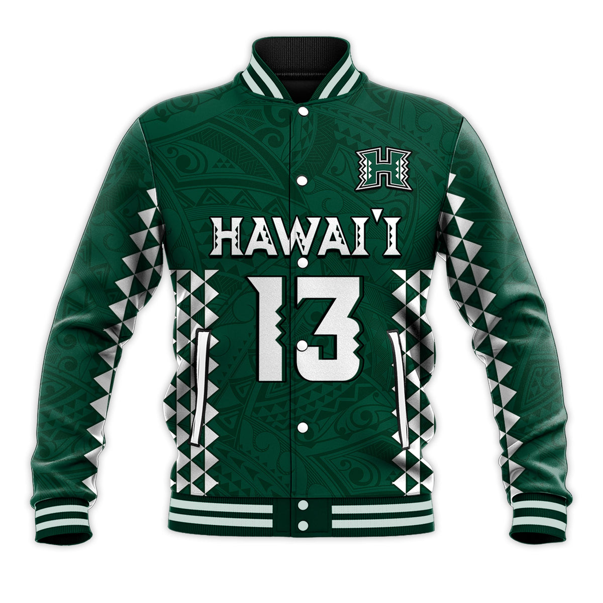 (Custom Text and Number) Hawaii Football Baseball Jacket Kakau Warrior Be Stronger LT13 - Polynesian Pride