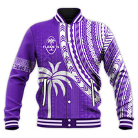 (Custom Text and Number) Fiji Rugby Sevens Baseball Jacket Fijian 7s Tapa Polynesian Purple LT13 - Polynesian Pride