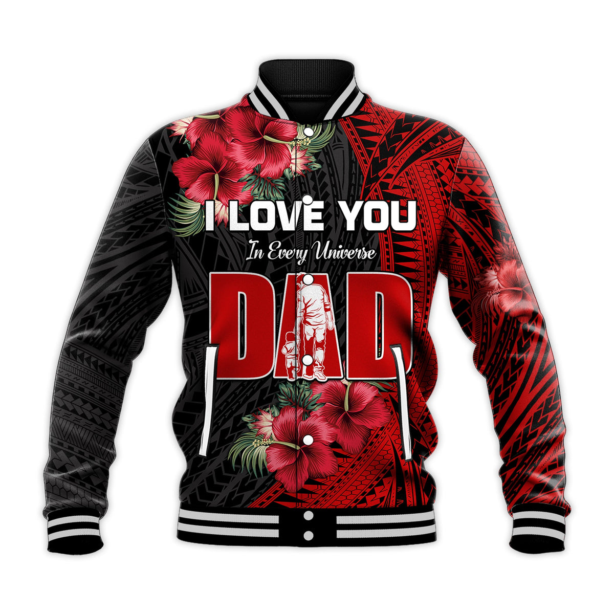 Happy Fathers Day Baseball Jacket Polynesian Best Dad Ever LT13 - Polynesian Pride