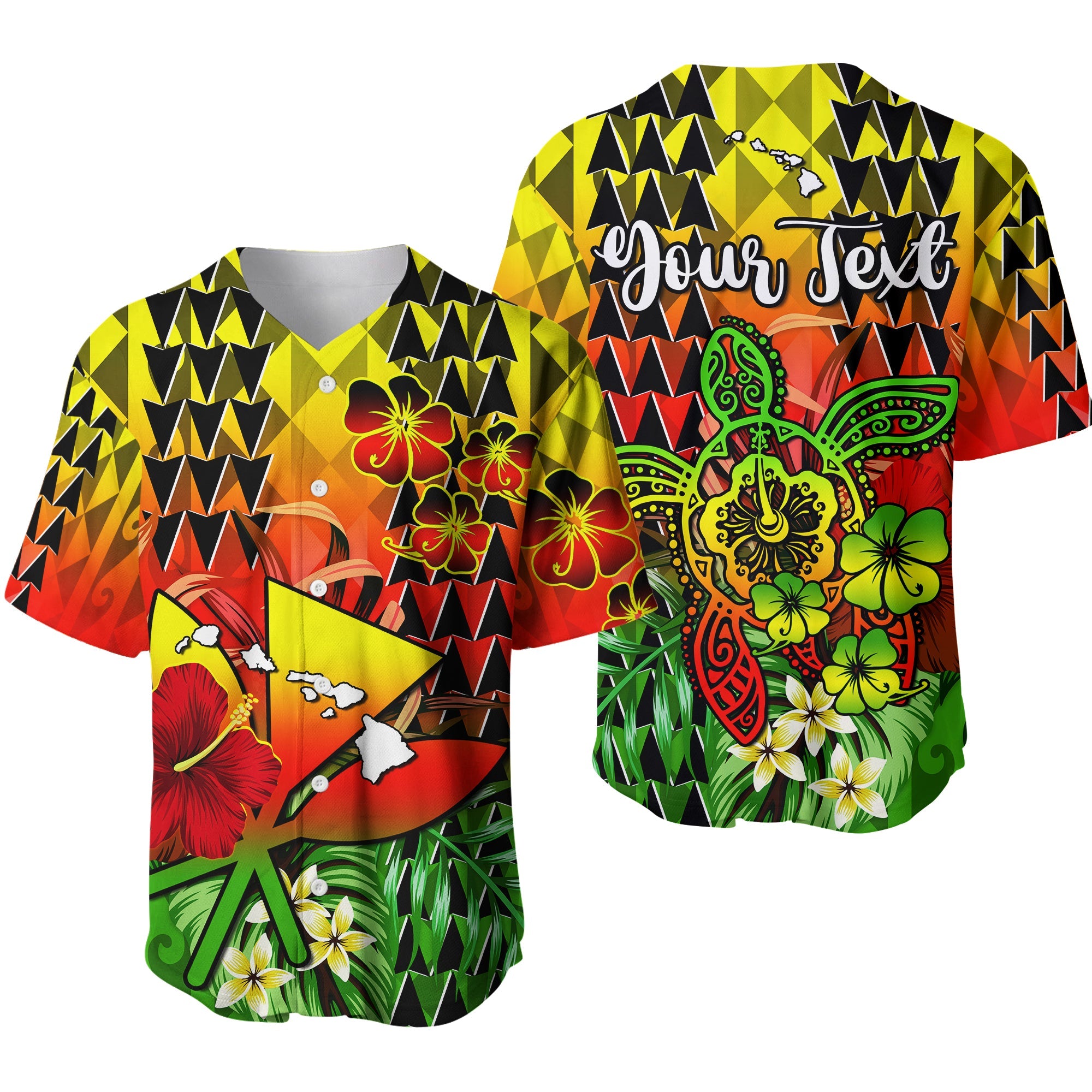 (Custom Personalised) Hawaii Flowers Baseball Jersey Color Tribal Pattern Hawaiian Ver.01 LT13 Reggae - Polynesian Pride