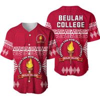 Beulah College Baseball Jersey Ngatu Pattern Tonga Ver.01 LT13 Maroon - Polynesian Pride
