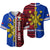 (Custom Personalised) Philippines Baseball Jersey Pilipinas Sun Mix Polynesian Pattern White Strip LT14 Red - Polynesian Pride